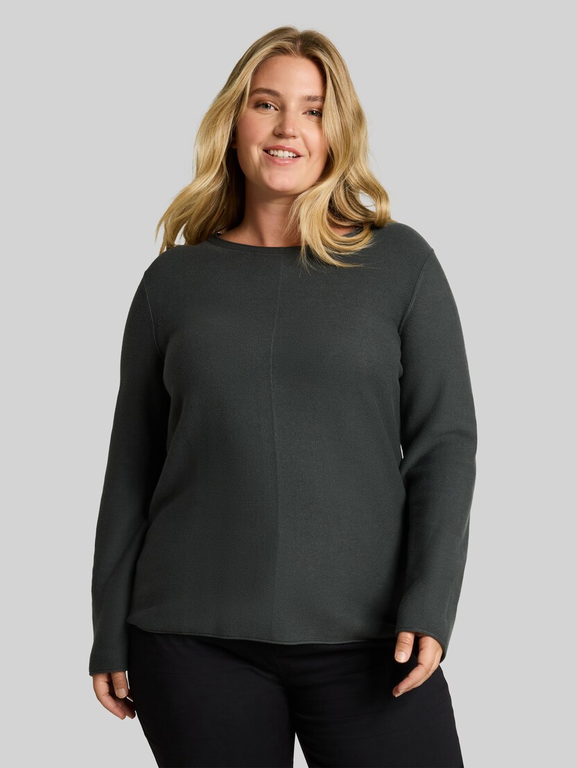 Plus Size - Strickpullover aus Baumwolle von Women Plus Size, Darkest Olive