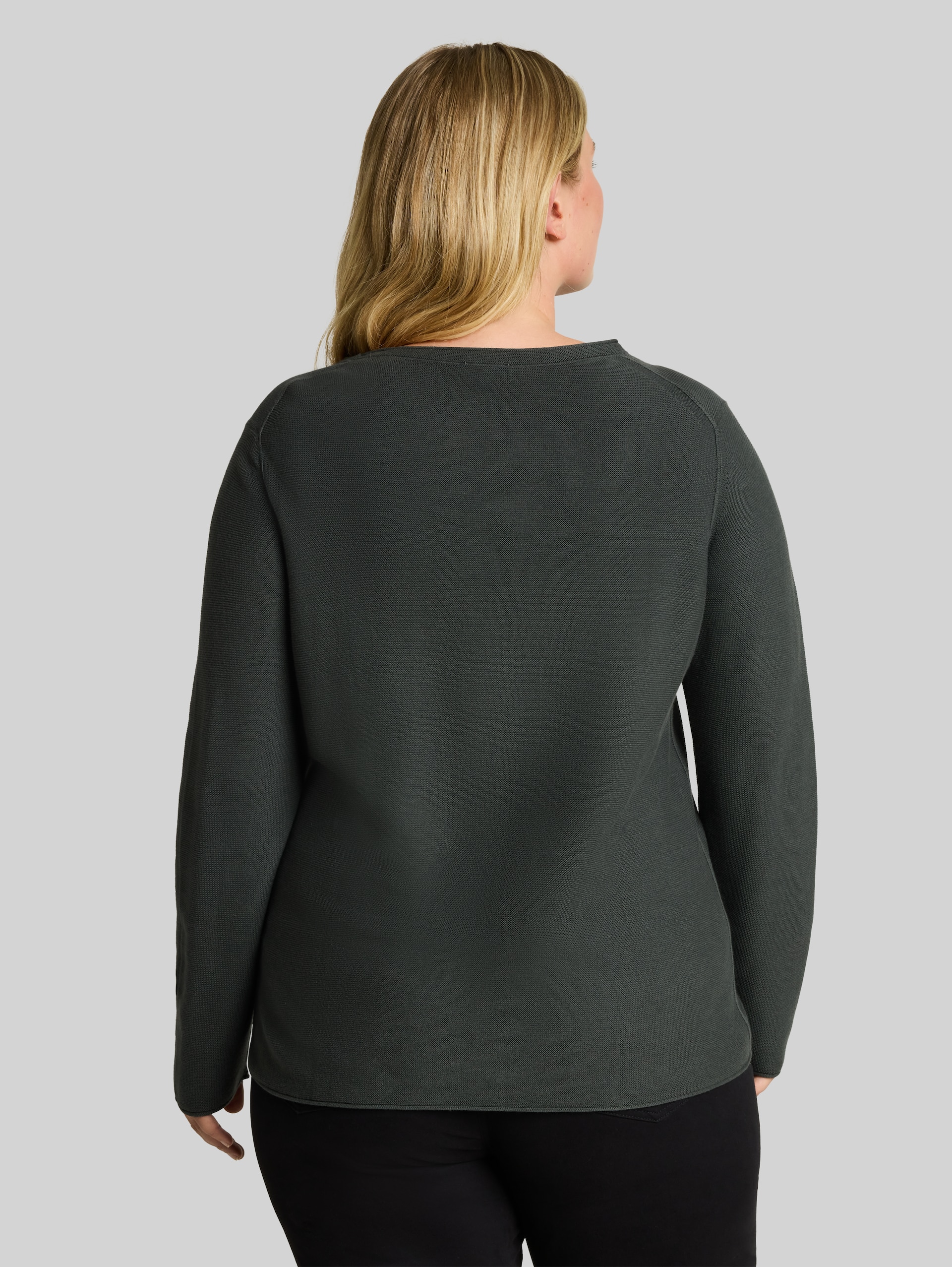 Plus Size - Strickpullover aus Baumwolle - Darkest Olive