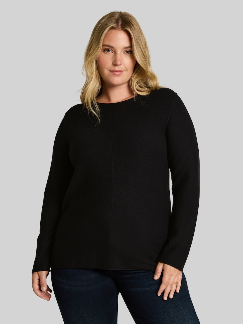 Plus Size - katoenen gebreide trui door Women Plus Size, deep black