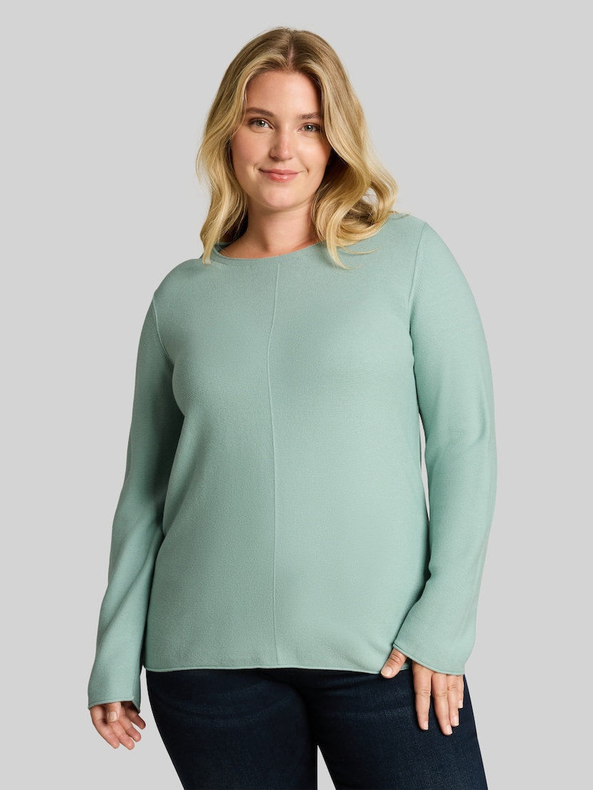 Plus Size - Strickpullover aus Baumwolle von Women Plus Size, dusty light green