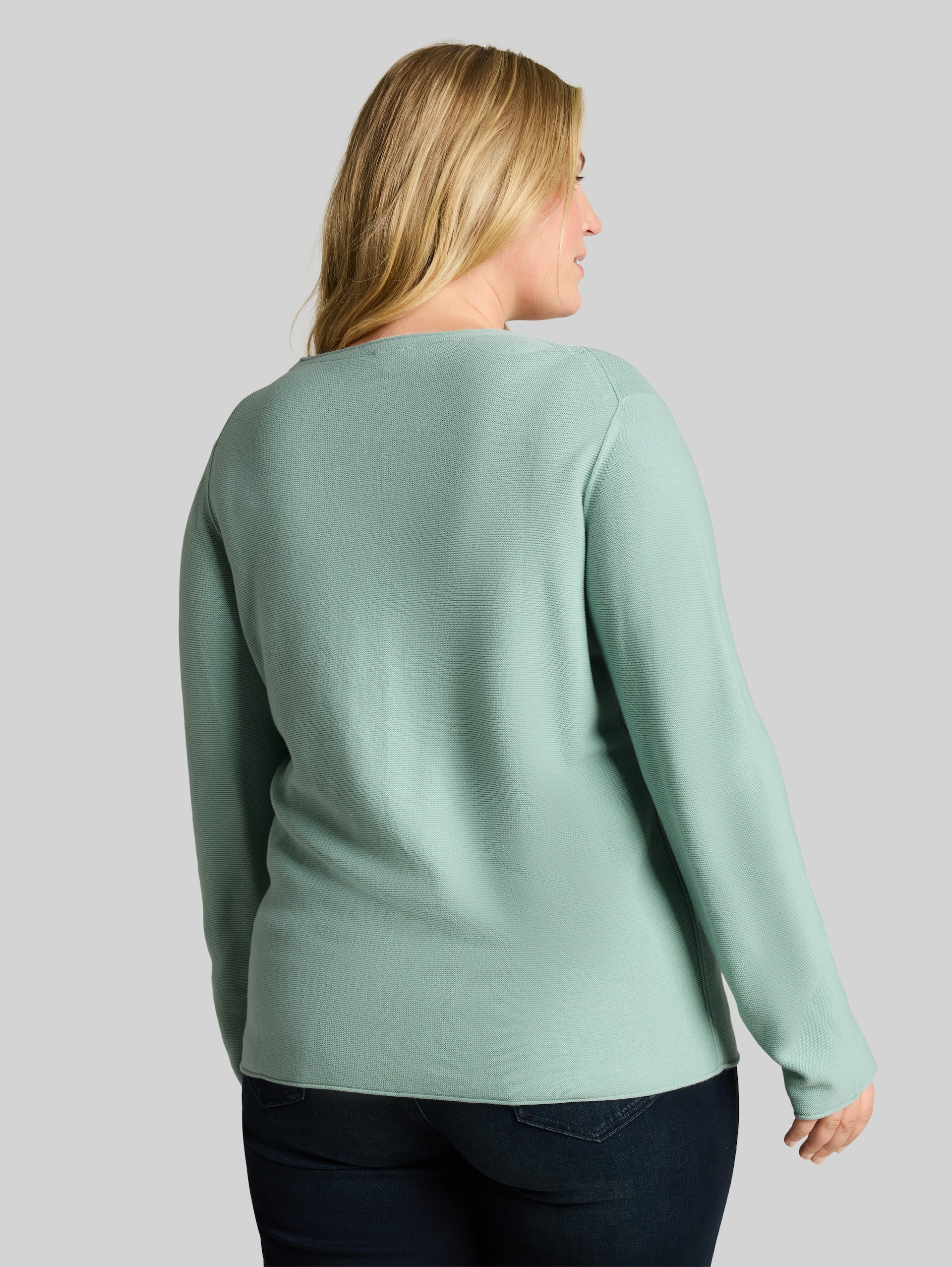 Plus Size - Strickpullover aus Baumwolle - dusty light green
