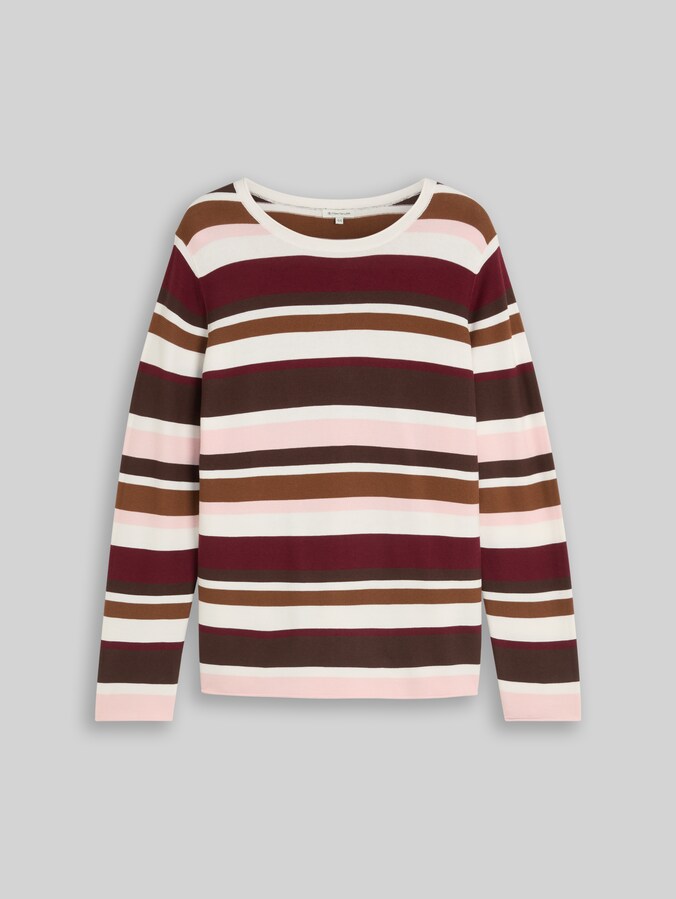 Plus Size – cotton jumper by Women Plus Size, camel brown red stripe