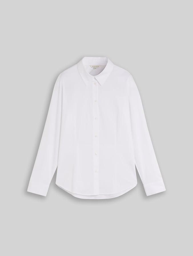 Getailleerde popeline blouse door Women, White