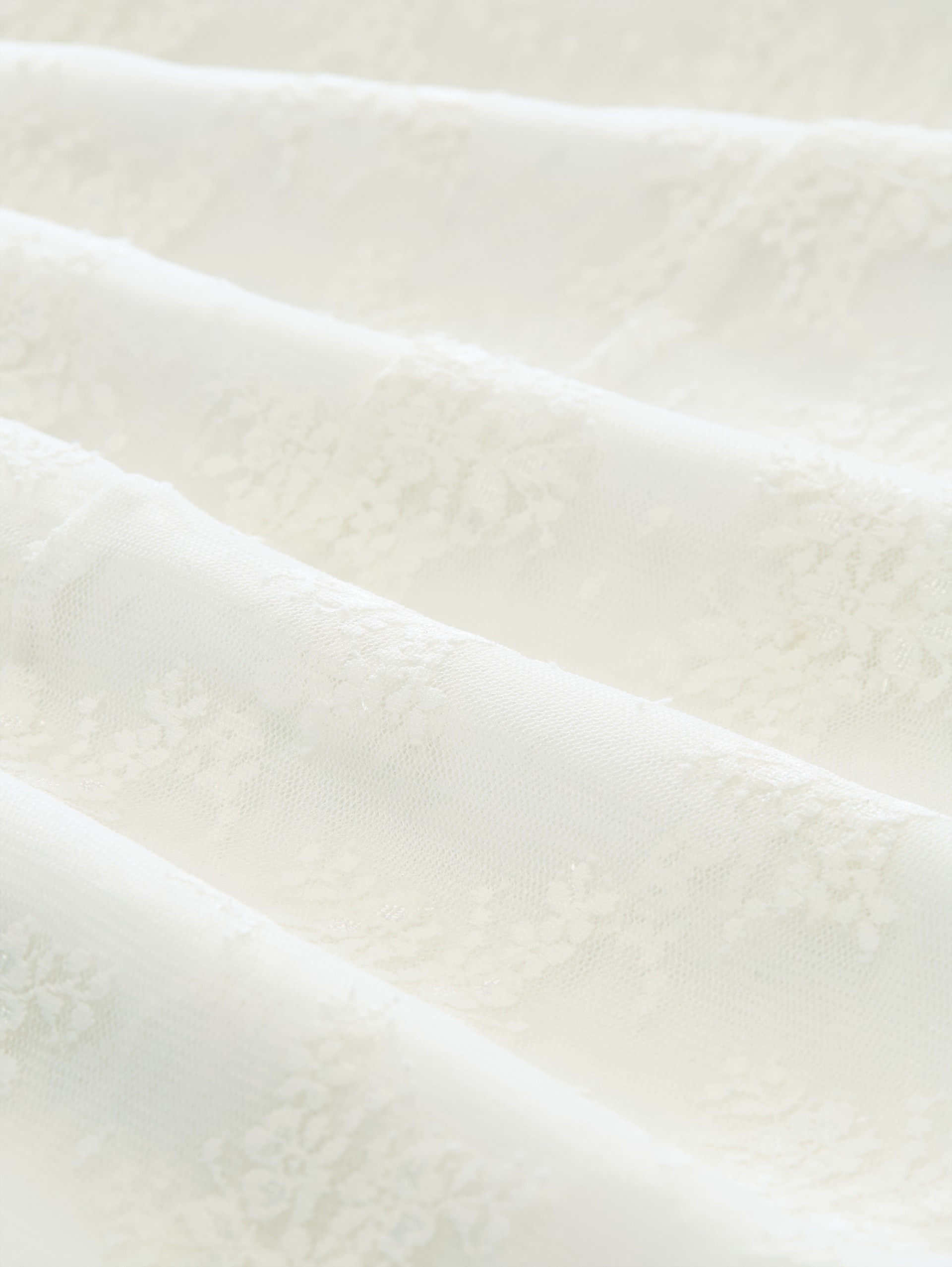 T-shirt à manches longues coupe slim en dentelle - off white - Vue de la matière