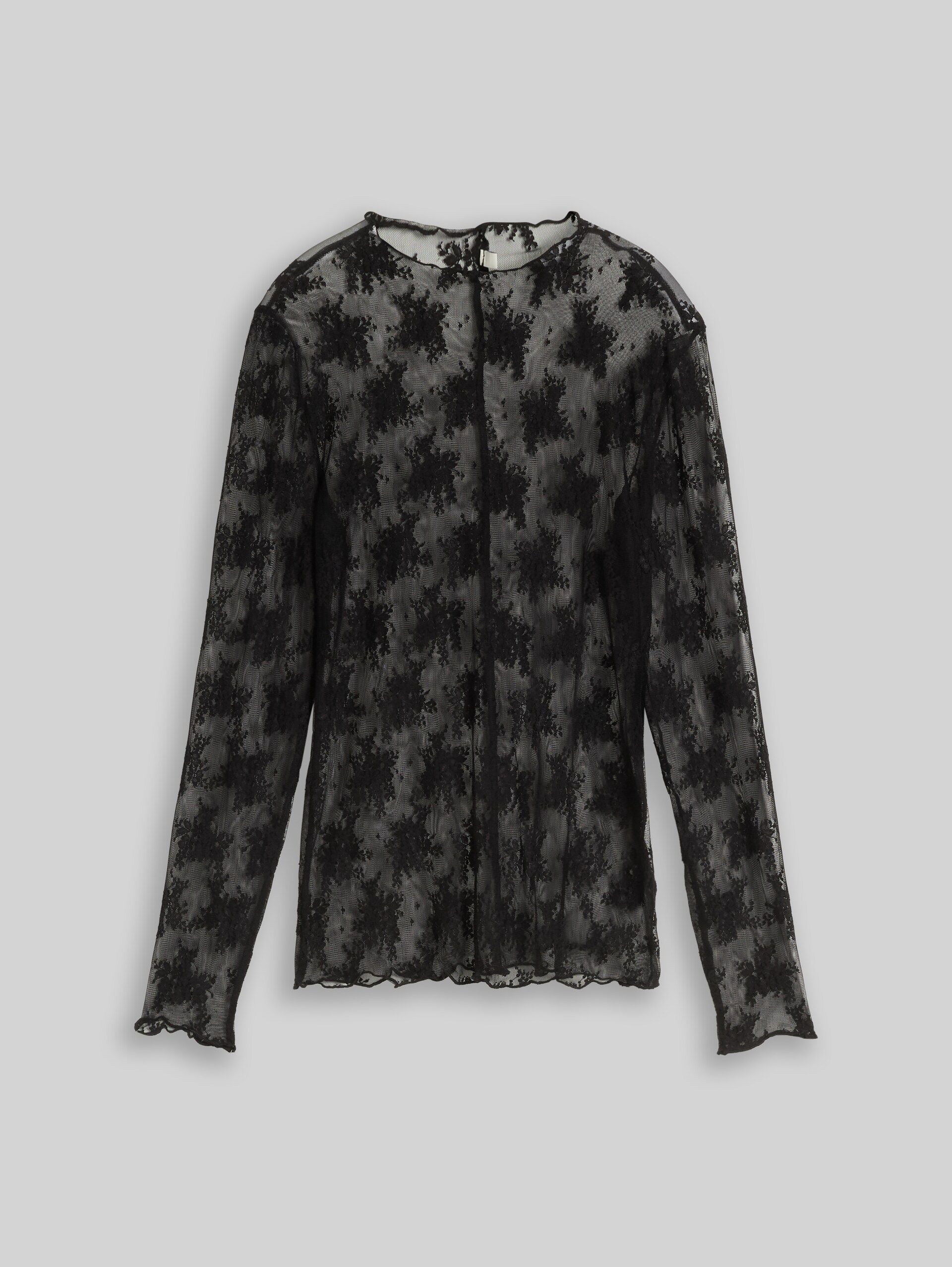 Slim fit shirt met lange mouwen van kant - deep black - Product vooraanzicht