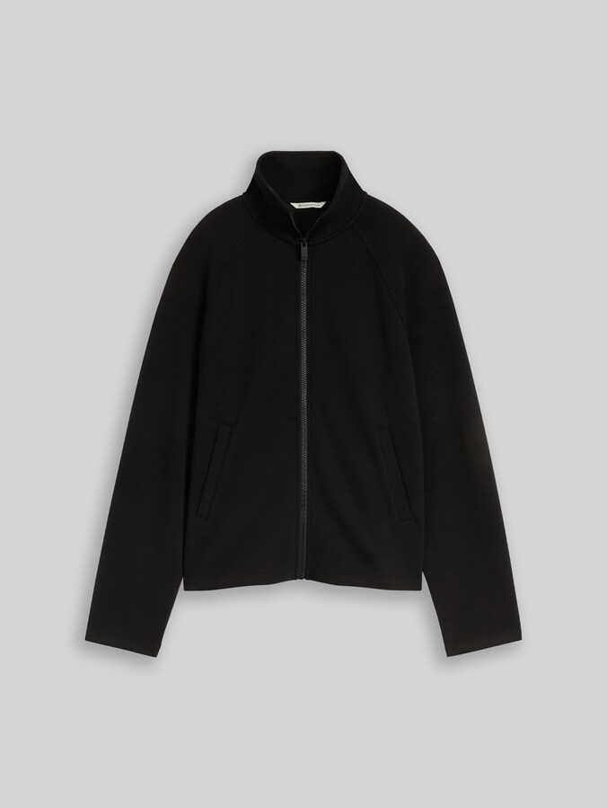 Scuba Sweat Jacket with Stand-up Collar by Denim Female, deep black