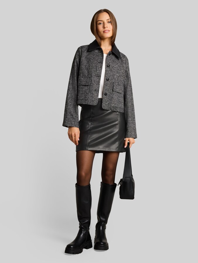 Minirok in leerlook door Women, deep black
