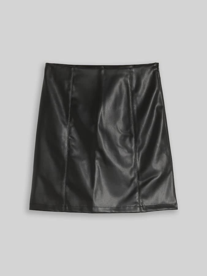 Minirok in leerlook door Women, deep black