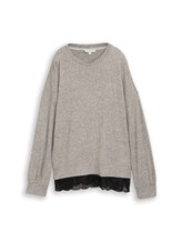 Ausgewählt, Cosy Langarmshirt mit Spitze von Tom Tailor, grau