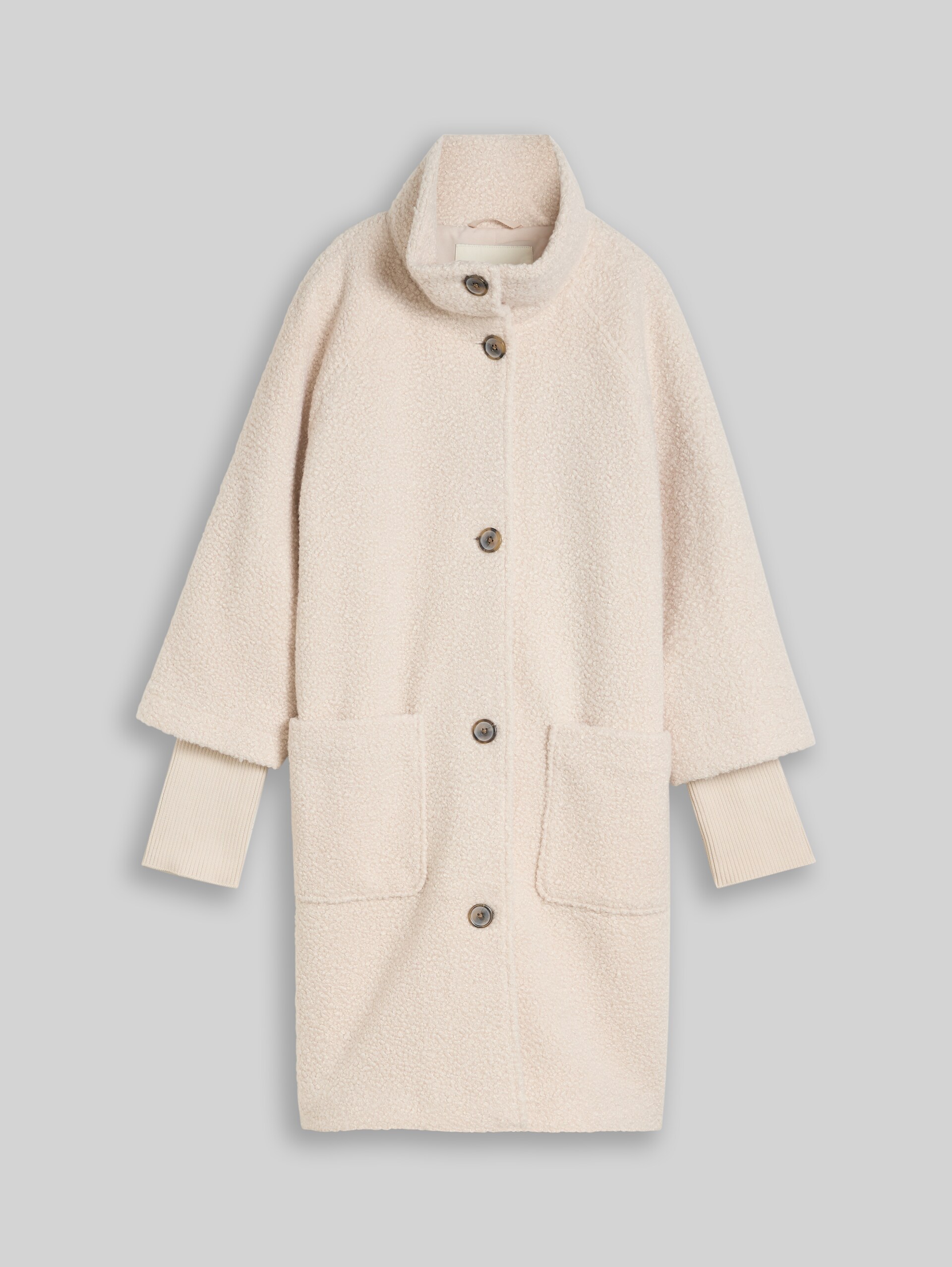 Manteau en bouclé au look 2-en-1 - cold beige - Vue de face du produit