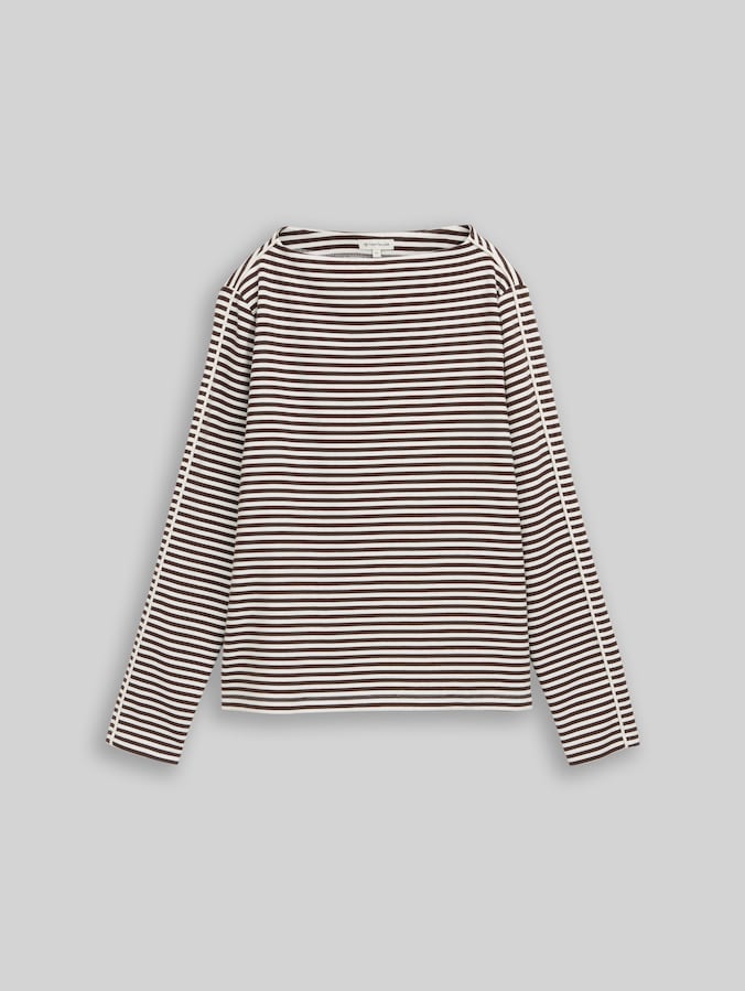 Loose Fit Langarmshirt mit Streifenmuster von Women, brown white stripe