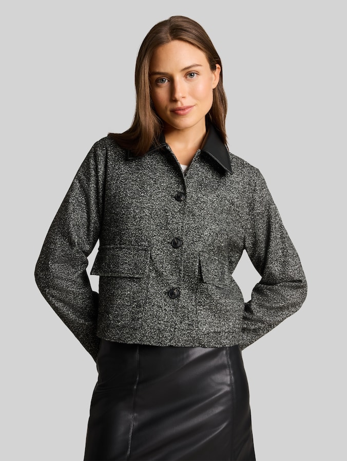 Regular fit jasje in gemêleerde look door Women, whisper white black melange