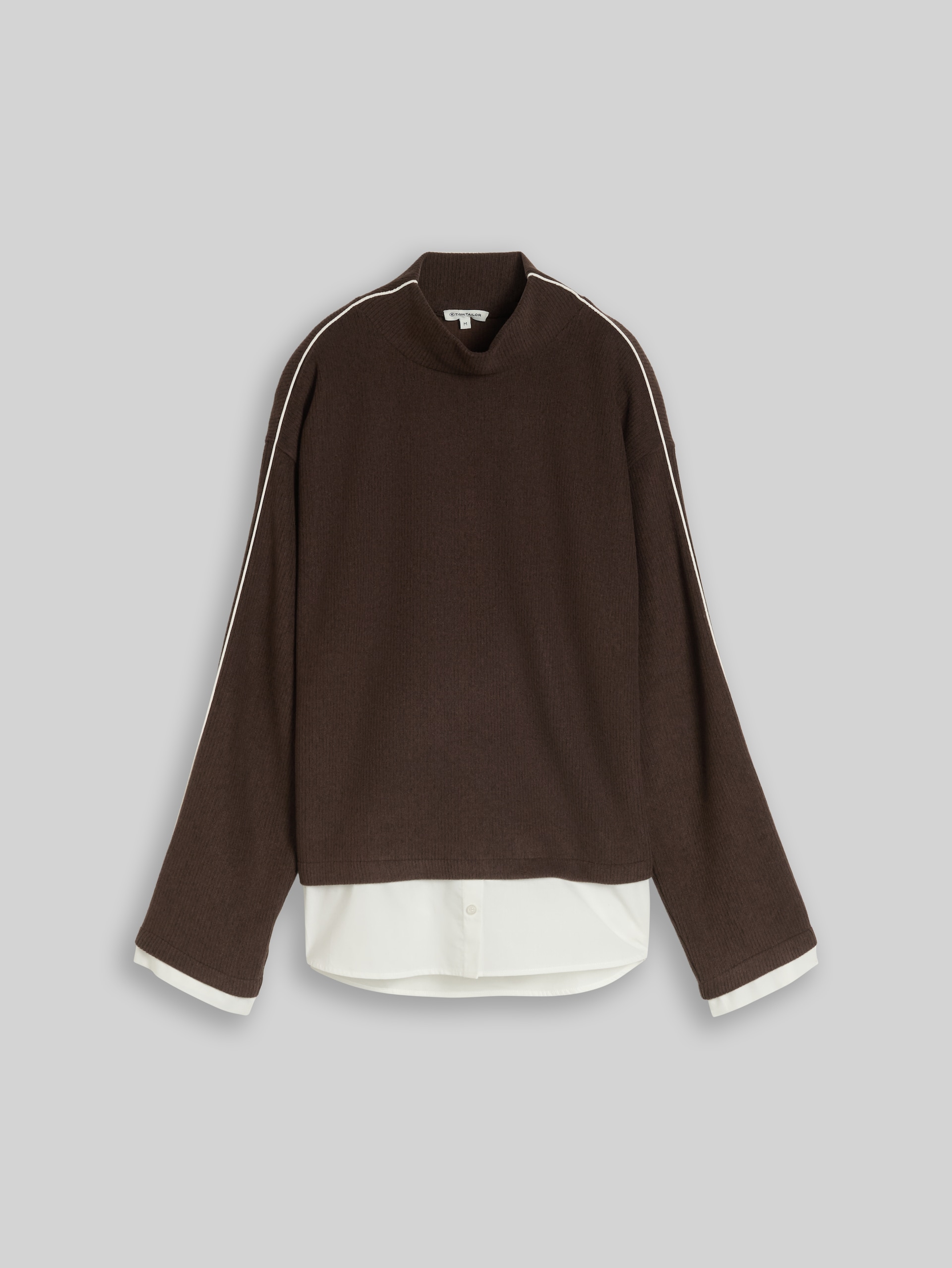 Sweatshirt im 2-in-1-Look - java dark brown melange - Vorder-Produkt-Ansicht