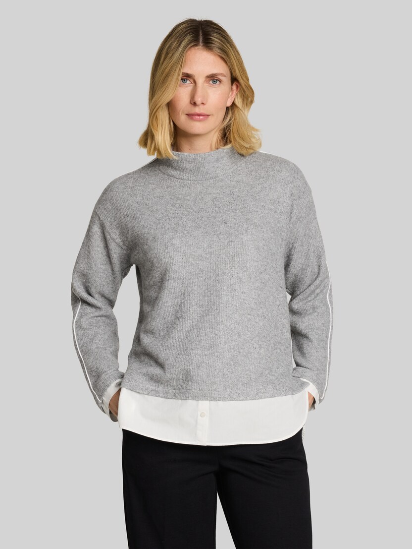 Sweatshirt im 2-in-1-Look von Women, soft grey melange