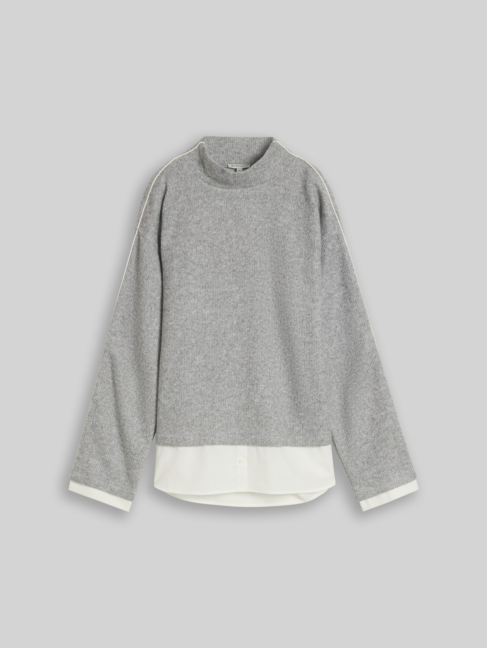 Sweatshirt in 2-in-1-look - soft grey melange - Product vooraanzicht