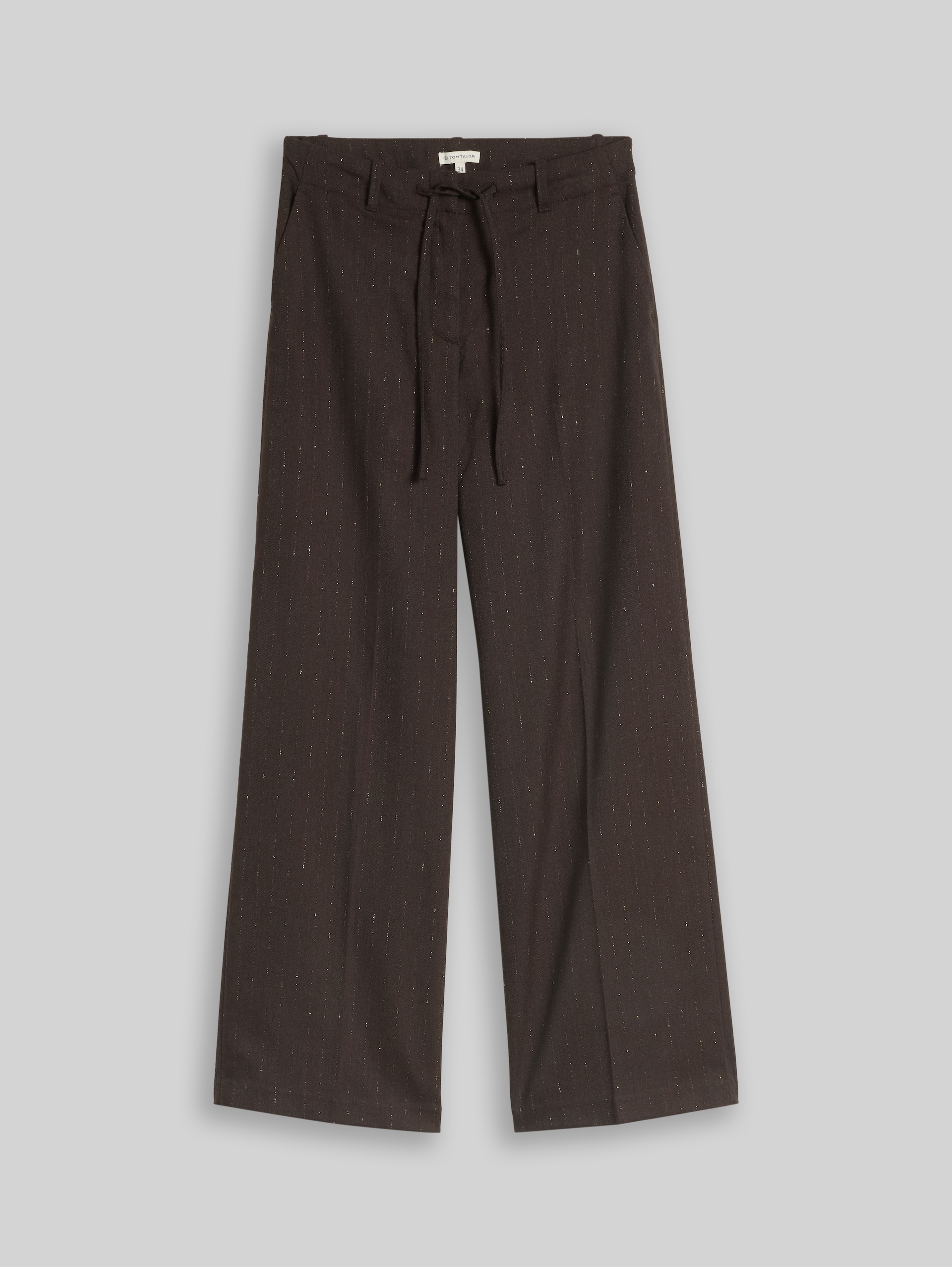 TTLEA Wide broek - brown lurex pine stripe - Product vooraanzicht