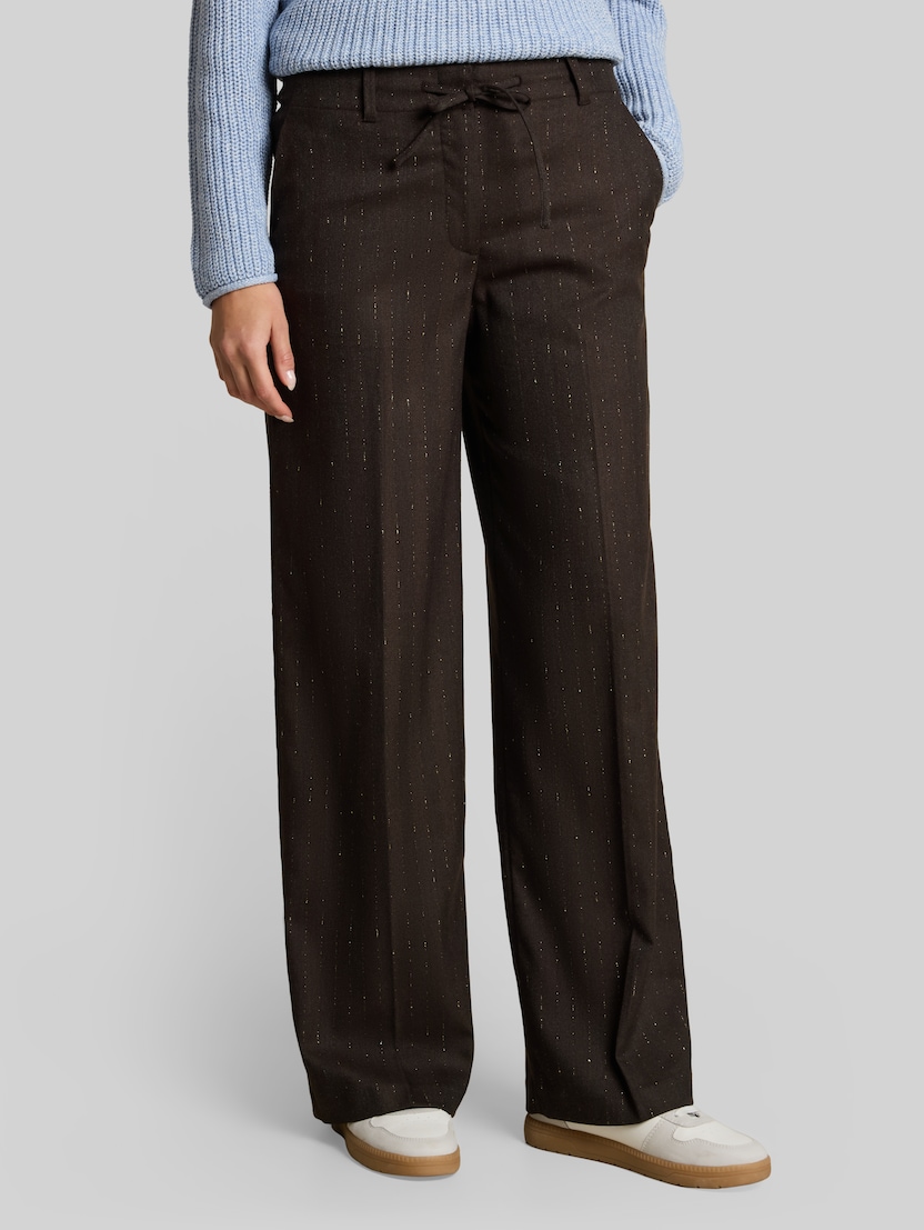 TTLEA Wide broek door Women, brown lurex pine stripe