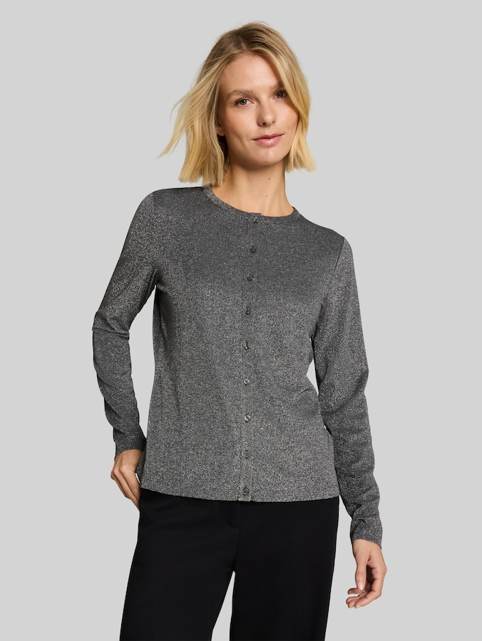 Langarmshirt mit Glitzer-Effekt von Women, dark silver grey melange