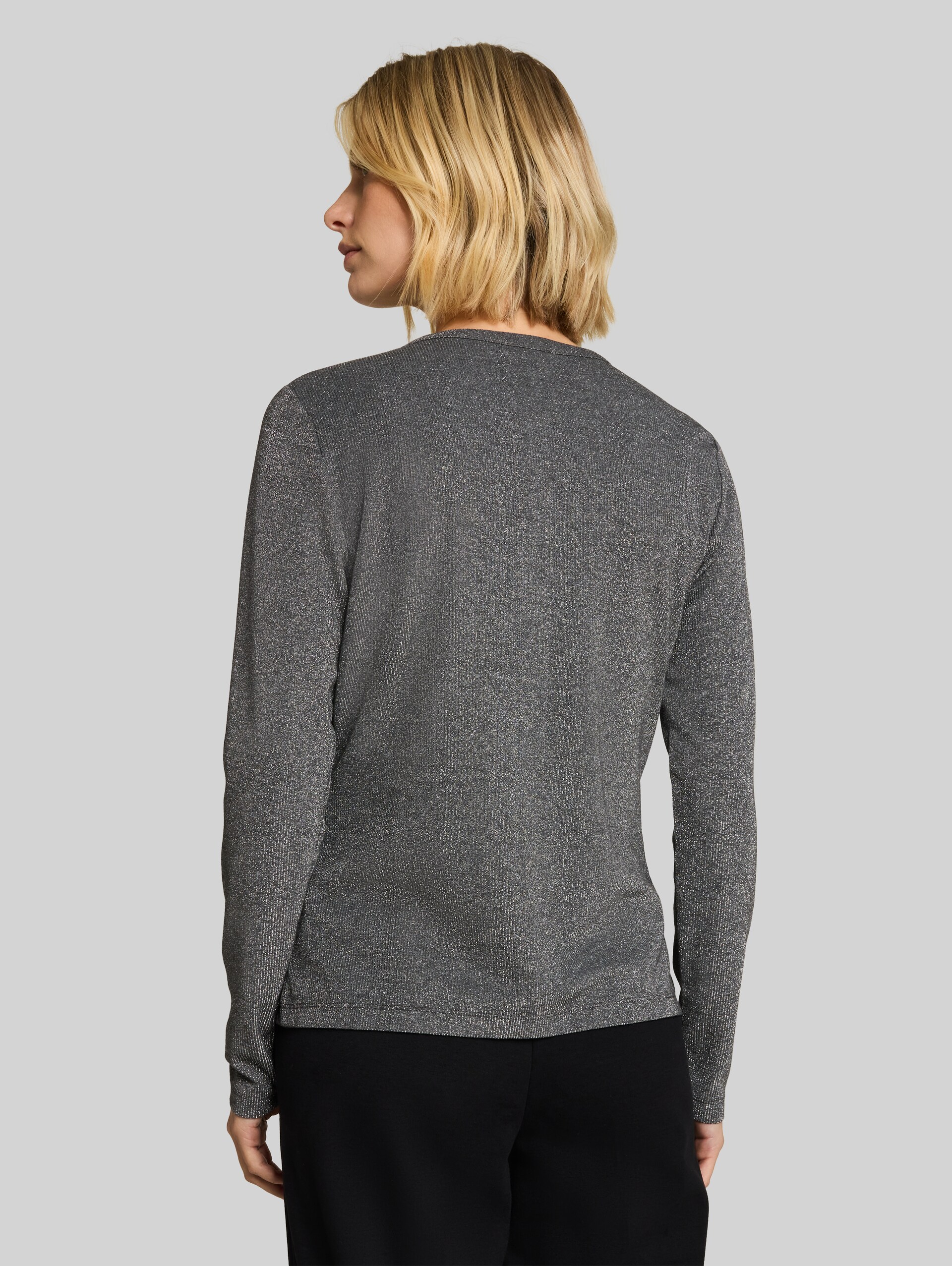 Shirt met lange mouwen en glittereffect - dark silver grey melange - Neklijn model-achteraanzicht