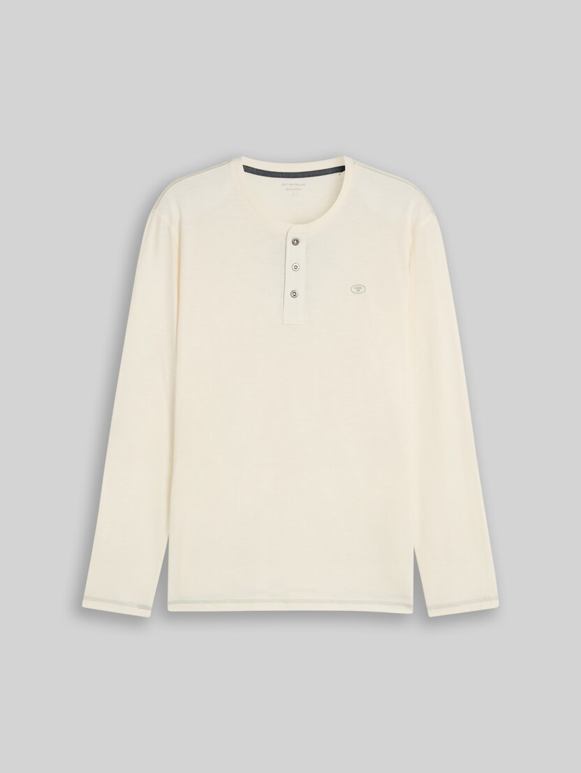 Long-sleeved cotton Henley by Men, Gardenia White