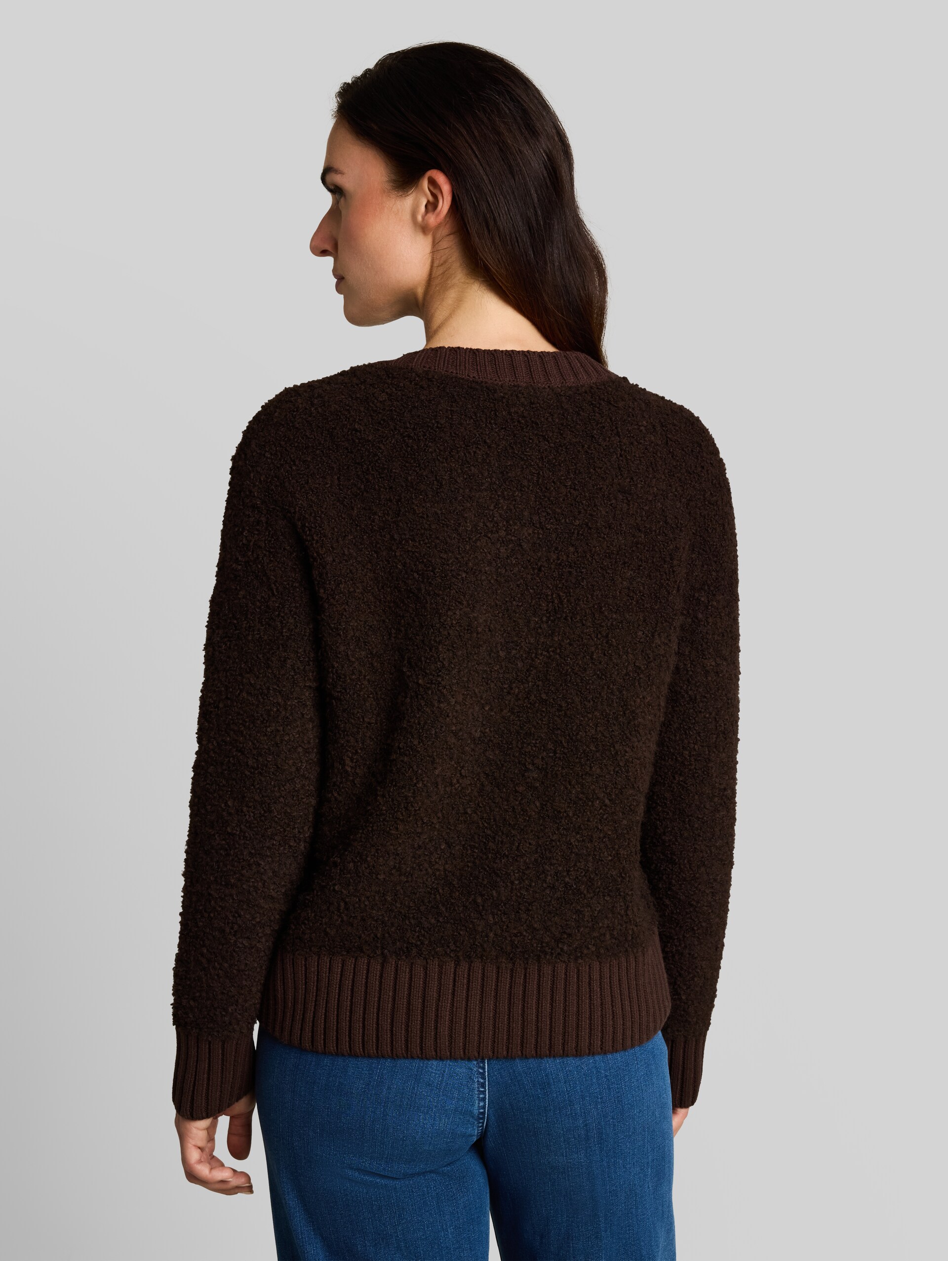 Bouclé Cardigan mit Wollanteil - java dark brown melange