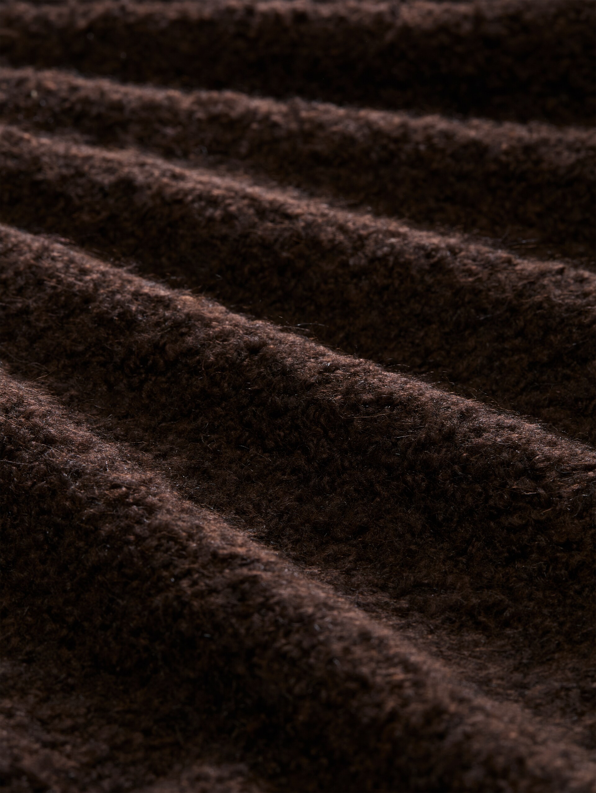 Bouclé Cardigan mit Wollanteil - java dark brown melange - Material-Ansicht