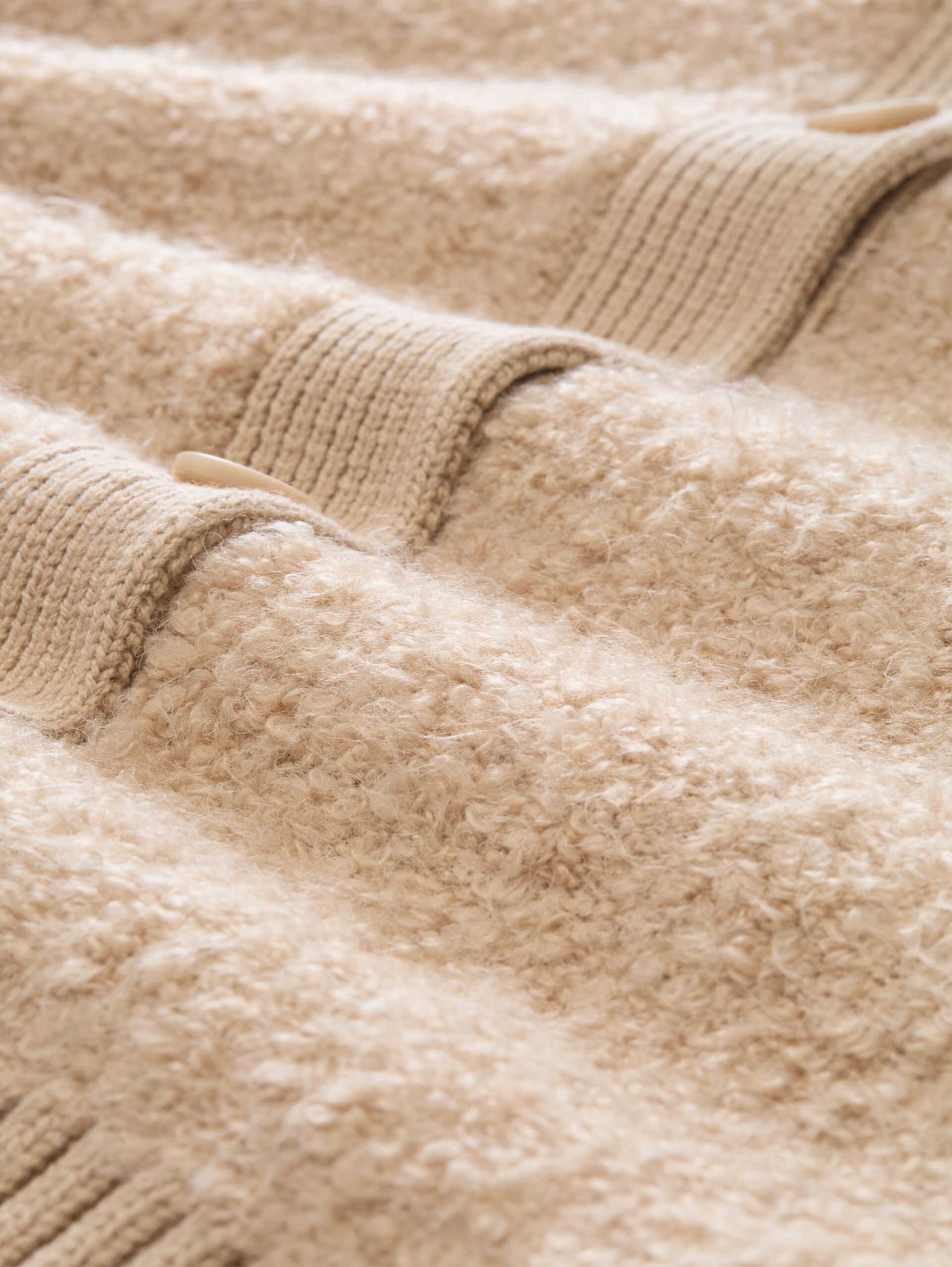 Bouclé-vest met wol - gravel beige melange - Materiaalweergave