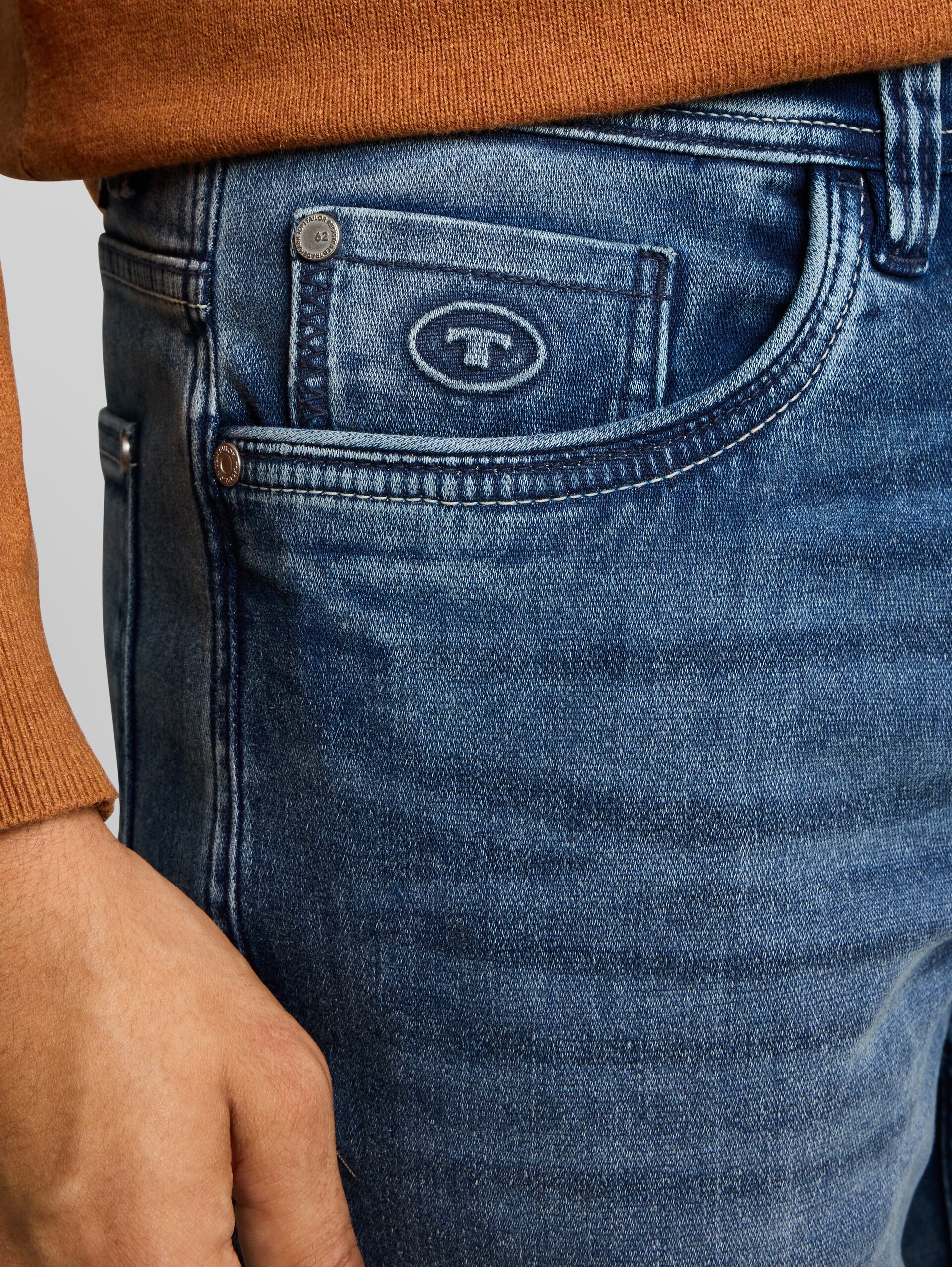 TTJOSH REGULAR SLIM Jeans mit Stretch - Used Mid Stone Blue Denim - Detail-Model-Ansicht