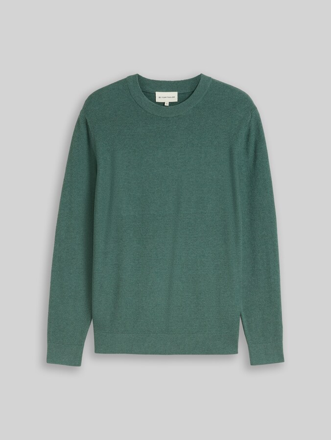 Strickpullover mit Strukturmix von Men, green dust melange