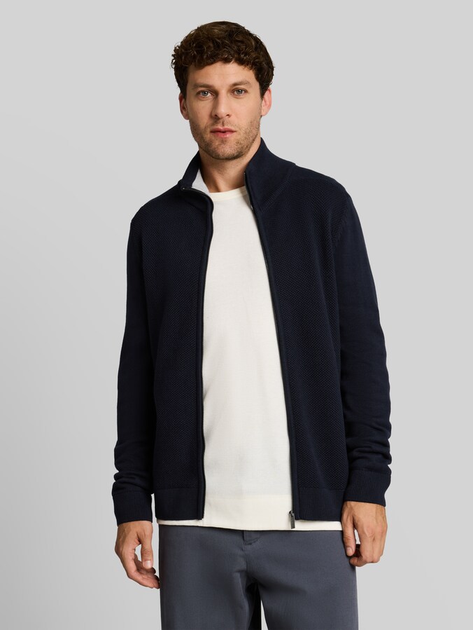 Strickjacke mit Strukturmix von Men, sky captain blue