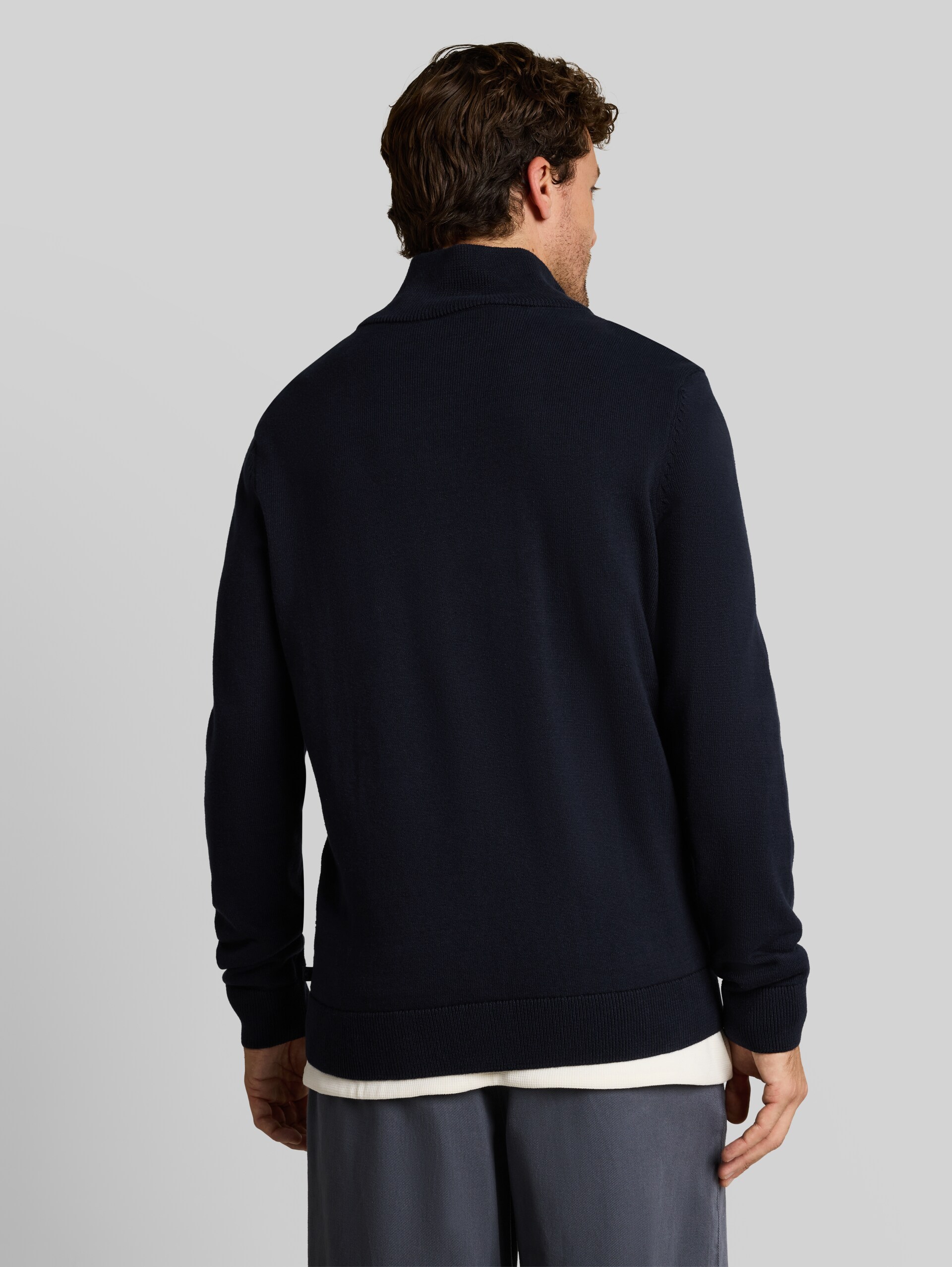 Strickjacke mit Strukturmix - sky captain blue