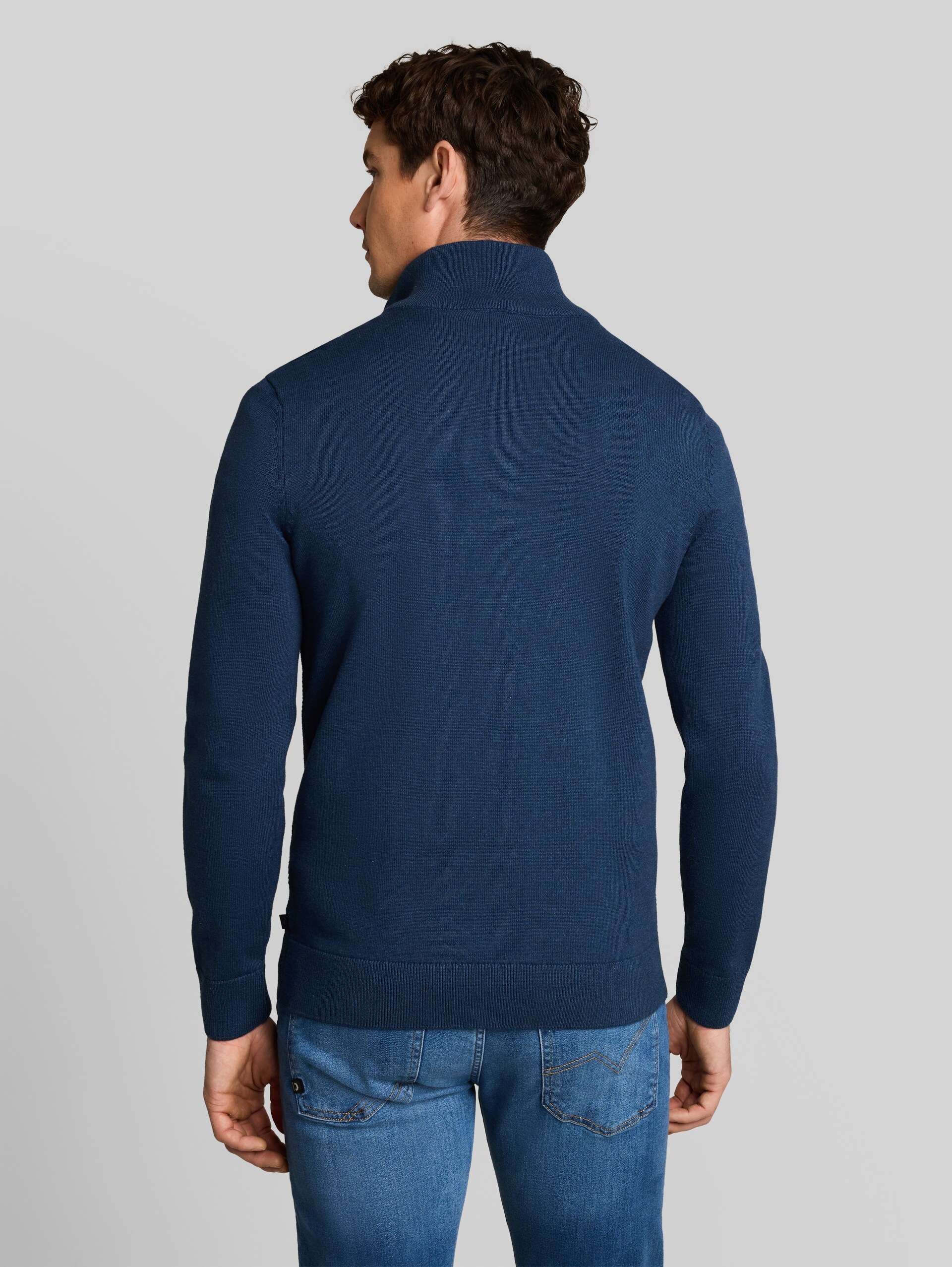 Strickjacke mit Strukturmix - dark duck blue melange