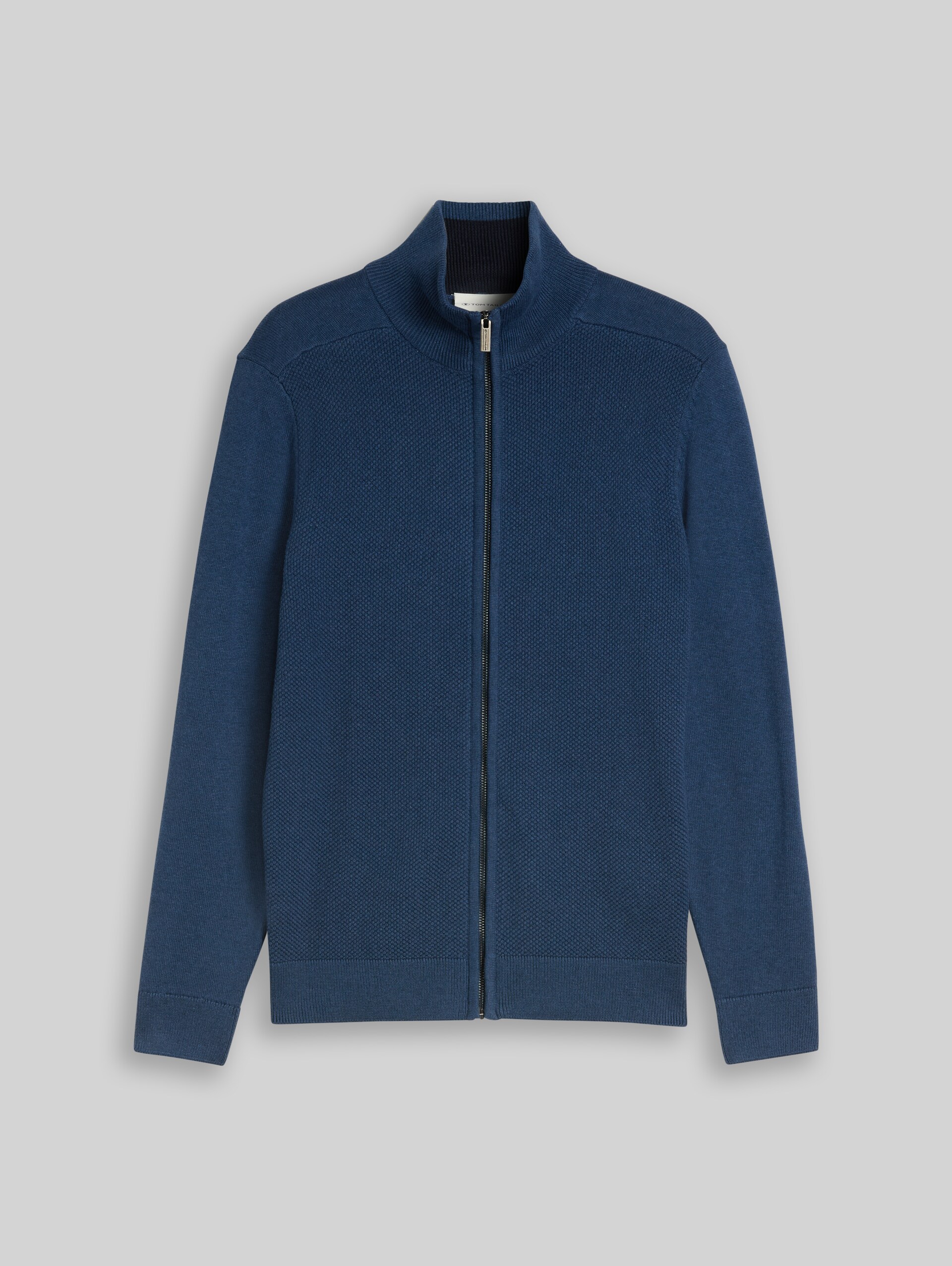 Strickjacke mit Strukturmix - dark duck blue melange