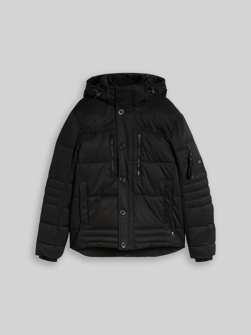 Pufferjack met afneembare capuchon door Men, Black
