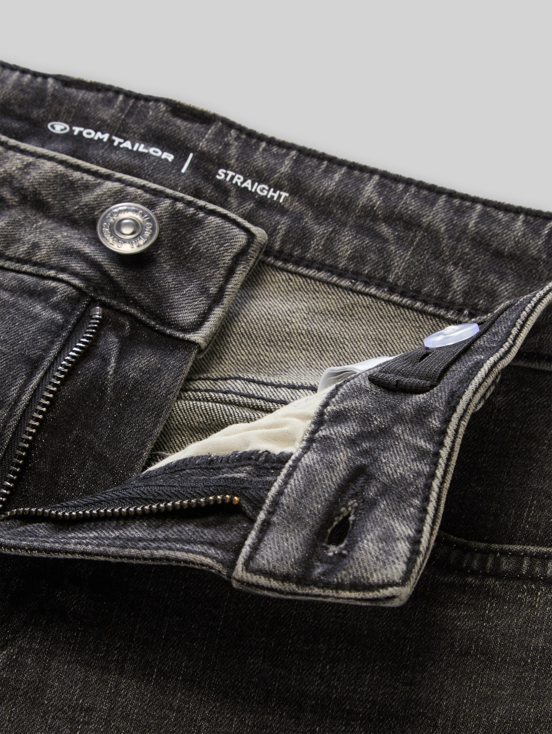 Straight-jeans - stone grey denim - Detailaanzicht model