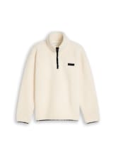 Ausgewählt, Relaxed Fit Teddy Sweatshirt mit Troyer-Kragen von Tom Tailor, braun