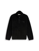 Nicht ausgewählt, Relaxed Fit Teddy Sweatshirt mit Troyer-Kragen von Tom Tailor, schwarz