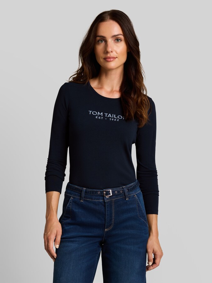 Langarmshirt mit Logo-Print von Women, sky captain blue