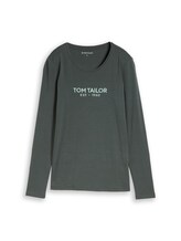 Niet geselecteerd, T-shirt met lange mouwen en logo-print door Tom Tailor, groen