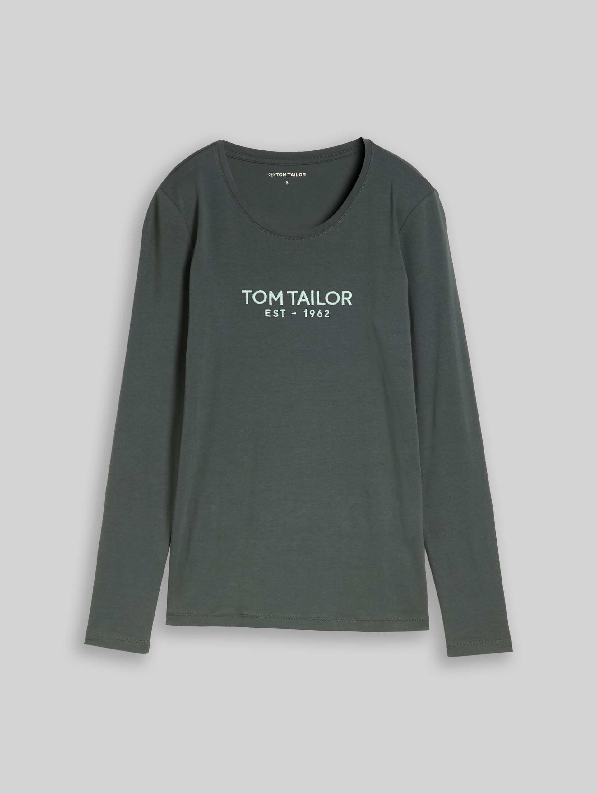 T-shirt met lange mouwen en logo-print - Darkest Olive - Product vooraanzicht
