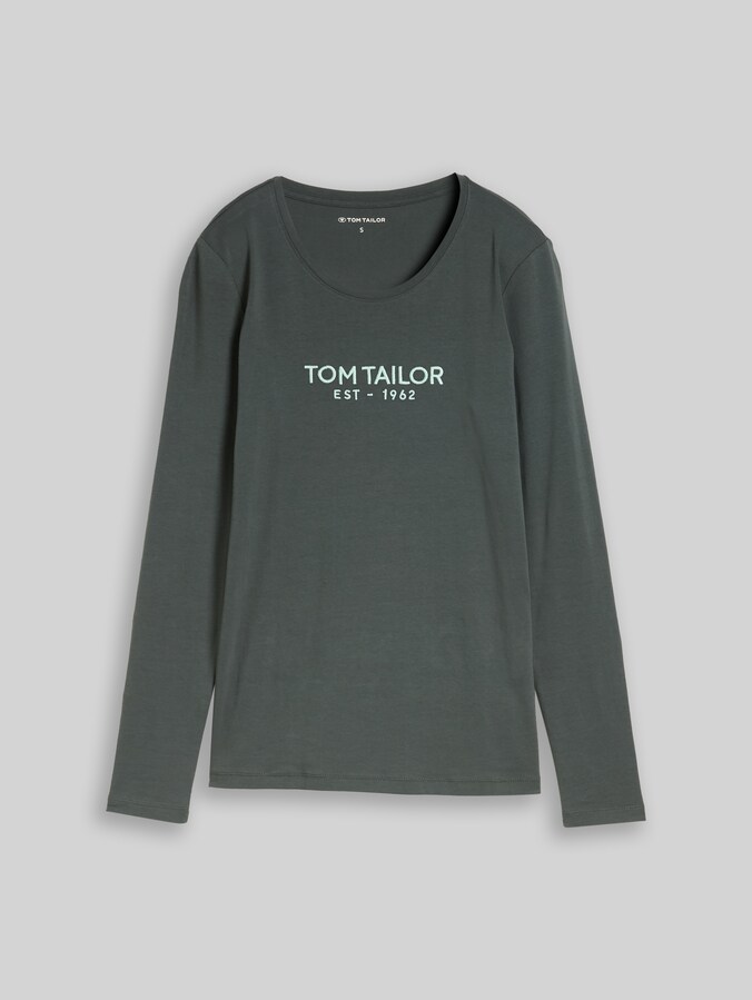 Langarmshirt mit Logo-Print von Women, Darkest Olive