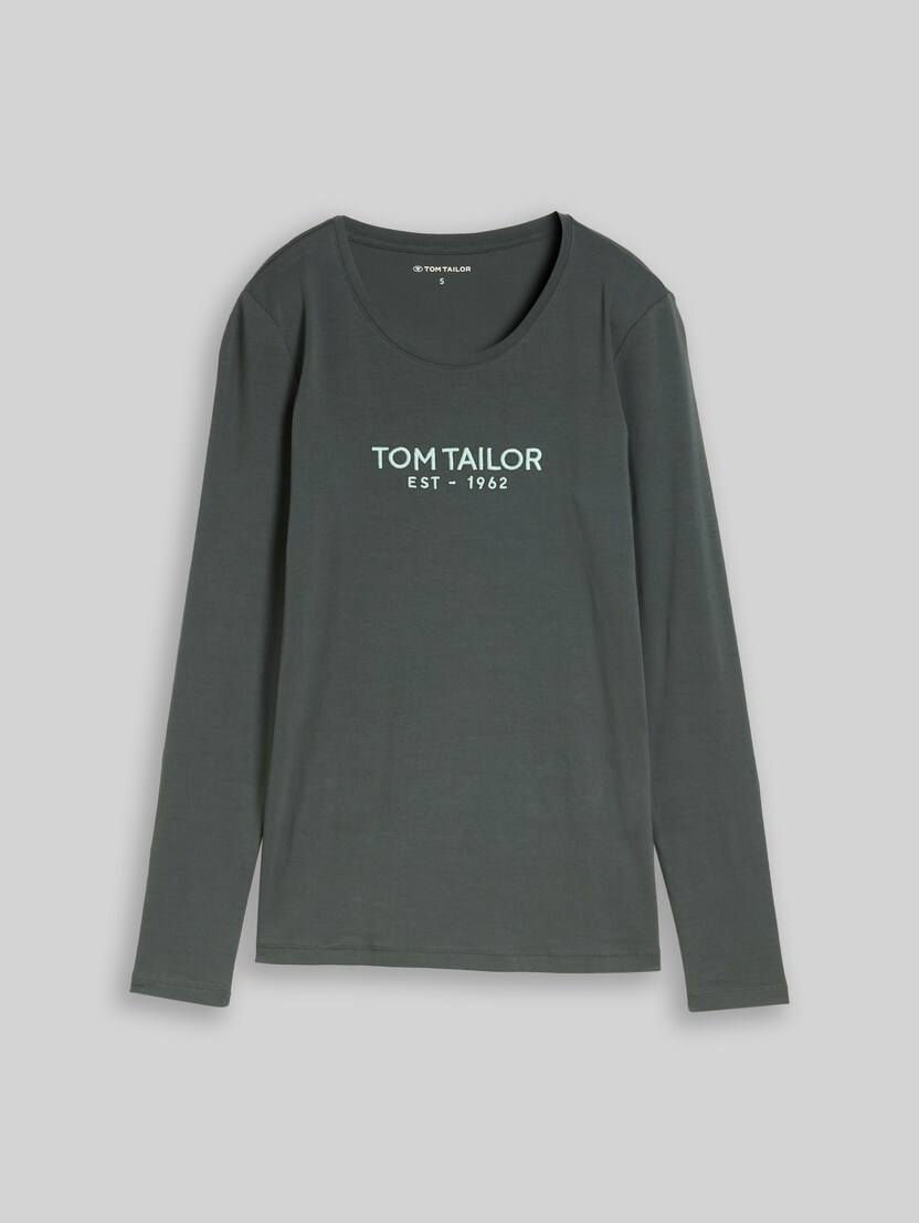 Long-sleeved top with logo print by Women, Darkest Olive