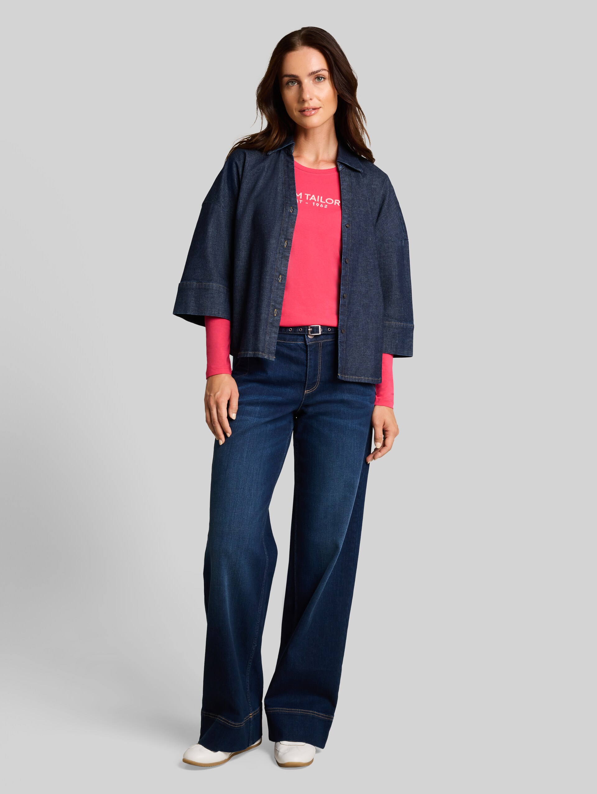 T-shirt met lange mouwen en logo-print - rose pink - Model vooraanzicht