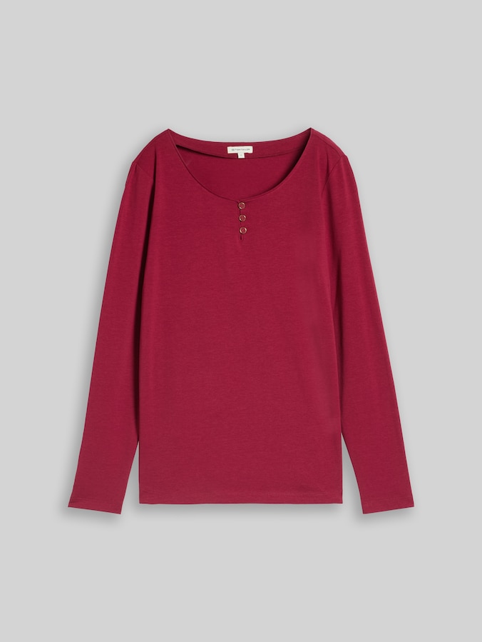Slim Fit Langarmshirt mit Knopfleiste von Women, Rumba Red
