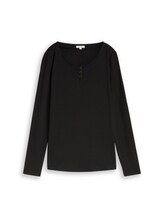 Nicht ausgewählt, Slim Fit Langarmshirt mit Knopfleiste von Tom Tailor, schwarz