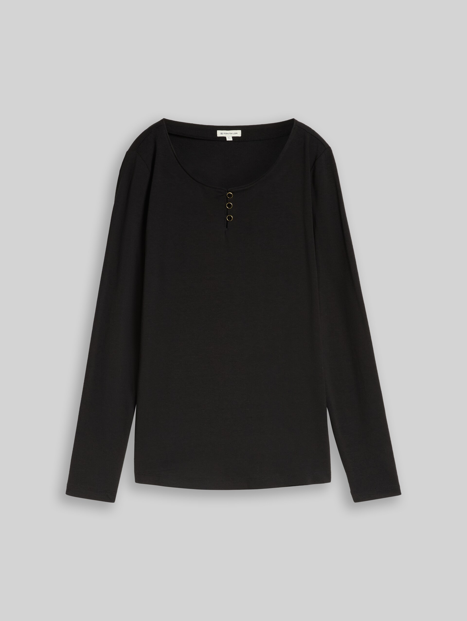 Slim Fit Langarmshirt mit Knopfleiste - deep black - Vorder-Produkt-Ansicht