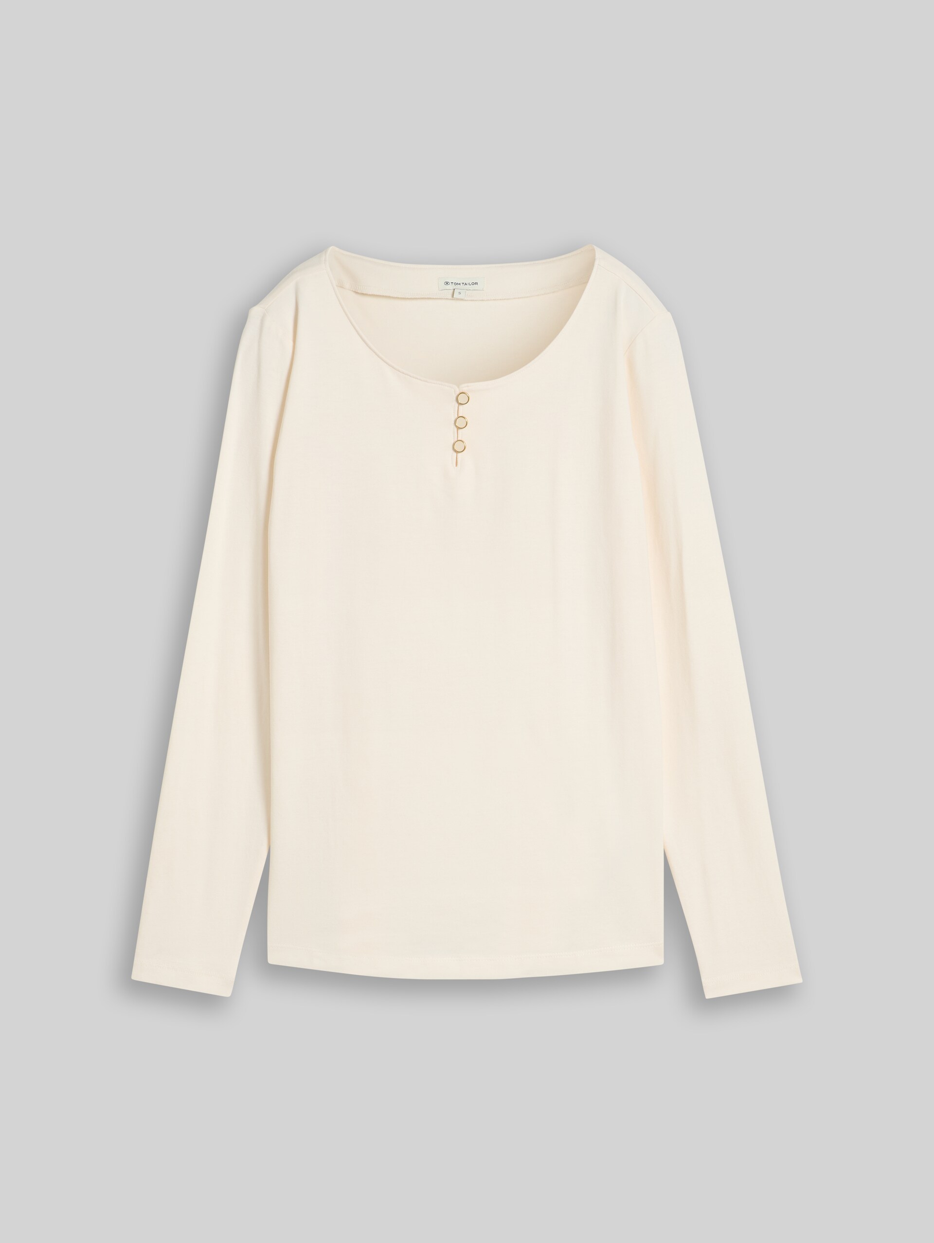 Slim Fit Langarmshirt mit Knopfleiste - vintage beige - Vorder-Produkt-Ansicht