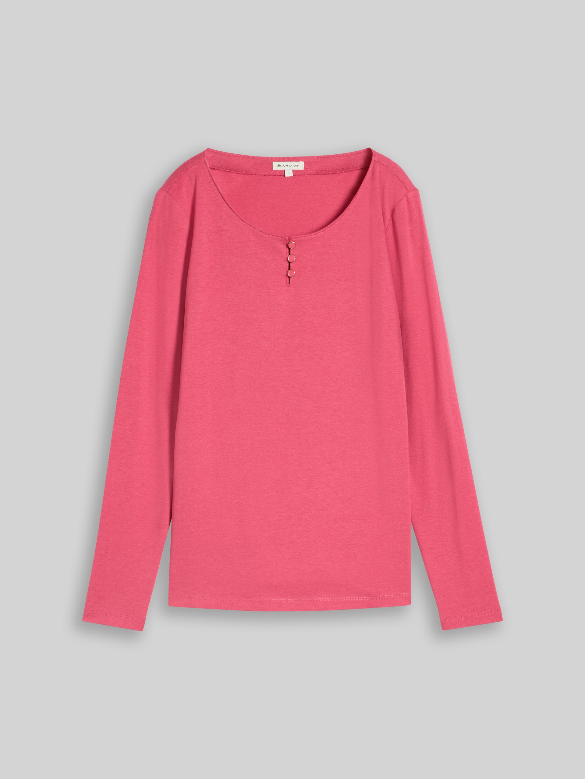 Slim Fit Langarmshirt mit Knopfleiste - rose pink - Vorder-Produkt-Ansicht