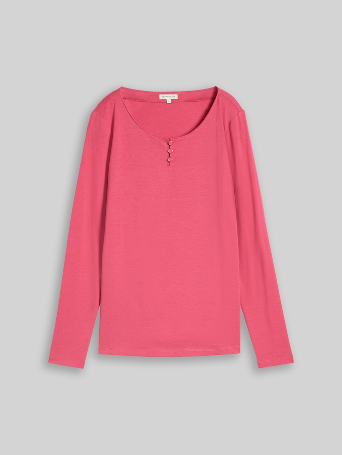 Slim Fit Langarmshirt mit Knopfleiste von Women, rose pink