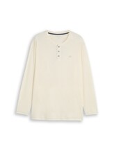 Sélectionné, Plus Size - T-shirt Henley à manches longues en coton par Tom Tailor, brunir